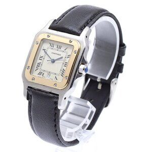 CARTIER Santos Galbe LM W200114A YG bezel Beige Dial Quartz Men's Watch